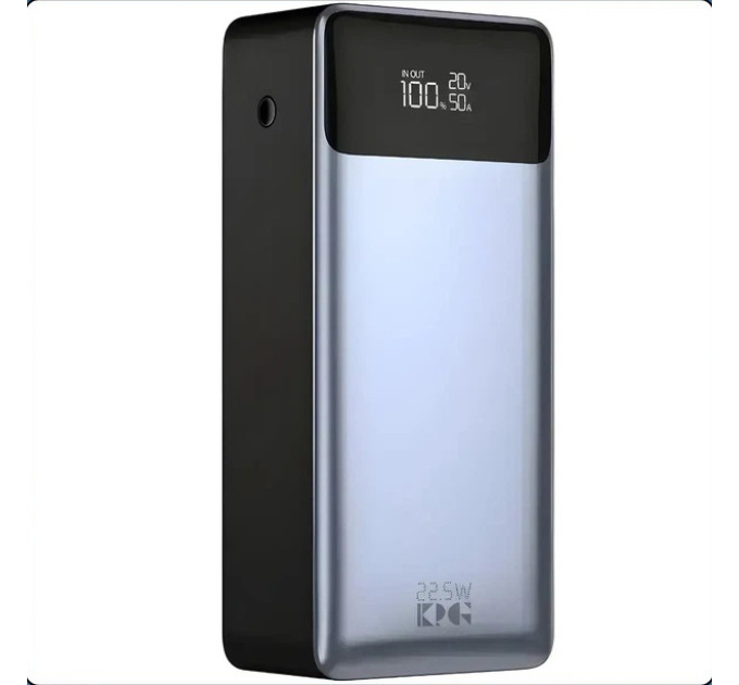 Павербанк KP KPG-307 22.5W 30000 mAh з вбудованими кабелями Type-C та Lightning швидка зарядка