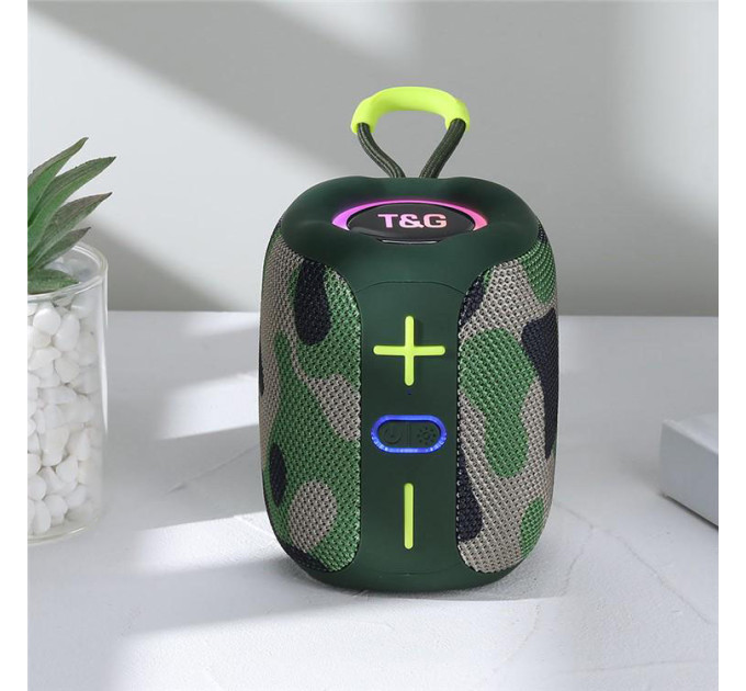 Портативная Bluetooth колонка TG658 8W с RGB подсветкой, Громкая блютуз колонка. Цвет: камуфляж