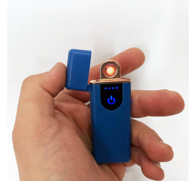 Електрозапальничка USB ZGP ABS, сенсорна електрична запальничка спіральна. Колір: синій