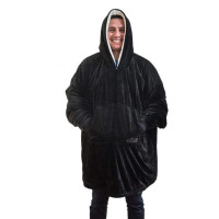 Плед толстовка с капюшоном и рукавами Huggle Hoodie оверсайз Black