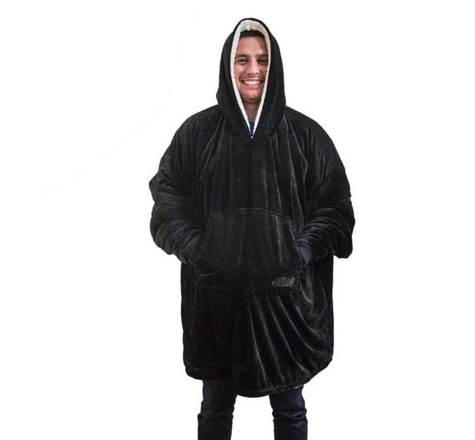 Толстовка плед з капюшоном і рукавами Huggle Hoodie оверсайз Black