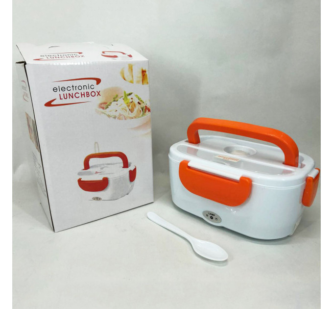 Ланч бокс электрический с подогревом Lunch Heater 220V Pro, контейнер для еды с отсеками. Цвет: оранжевый