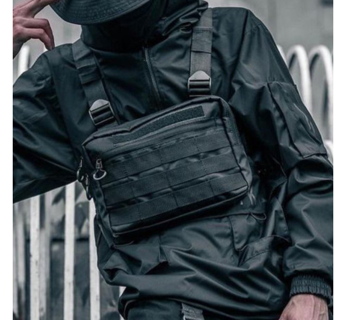 Тактическая нагрудная сумка с Cordura 1000D, мужская разгрузка черная