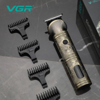 Аккумуляторная машинка для стрижки волос VGR V-962 триммер для бороды и усов с насадками 1-7 мм