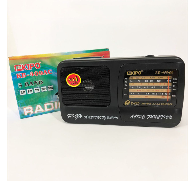 Радиоприёмник Kipo KB-409AC мощный радио FM c usb питание от батарейки R20 или от сети