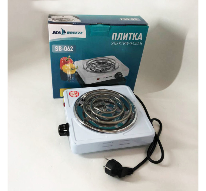 Настольная плита электрическая Sea Breeze SB-062 1000 Вт, настольная одноконфорочная, плита бытовая