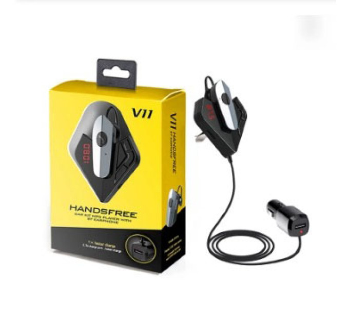 Трансмітер FM V11 BT з Bluetooth гарнітурою модулятор, блютуз фм передавач для автомагнітоли