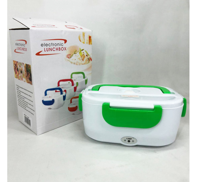 Ланч бокс электрический с подогревом Lunch Heater 220 V Pro, Термос для еды для детей. Цвет: зеленый