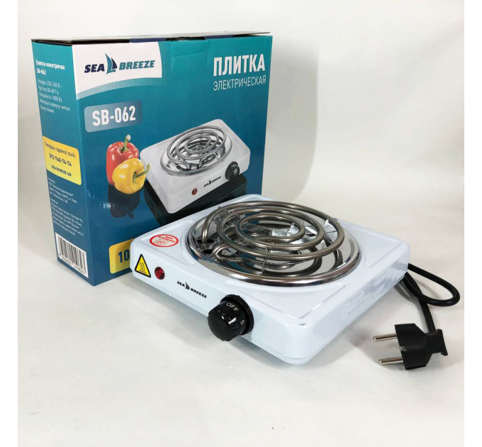 Настольная плита электрическая Sea Breeze SB-062 1000 Вт, настольная одноконфорочная, плита бытовая