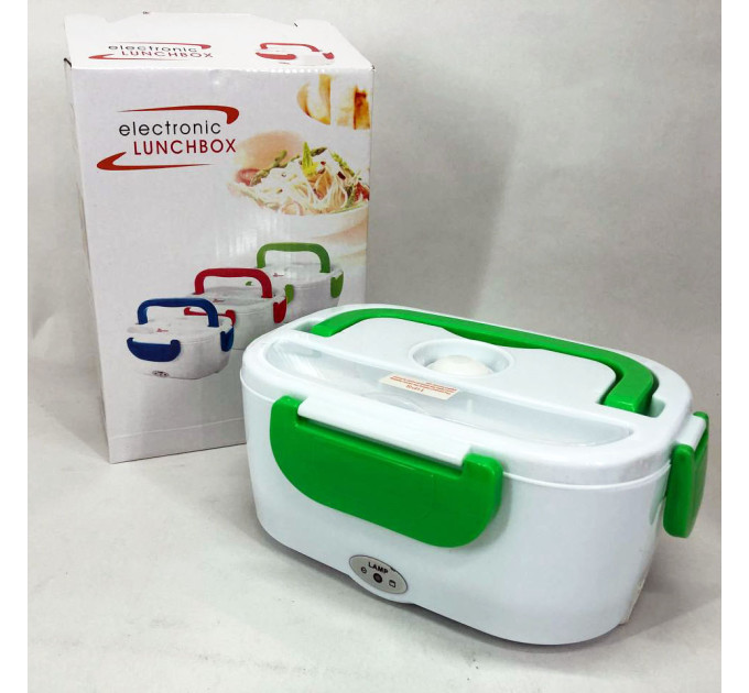 Ланч бокс электрический с подогревом Lunch Heater 220 V Pro, Термос для еды для детей. Цвет: зеленый
