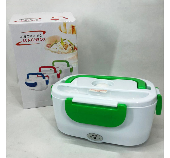 Ланч бокс электрический с подогревом Lunch Heater 220 V Pro, Термос для еды для детей. Цвет: зеленый