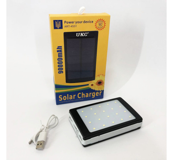 УМБ Power Bank Solar 90000 mAh мобільне зарядне з сонячною панеллю та лампою, Power Bank Charger Батарея