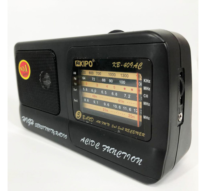 Радиоприёмник Kipo KB-409AC мощный радио FM c usb питание от батарейки R20 или от сети