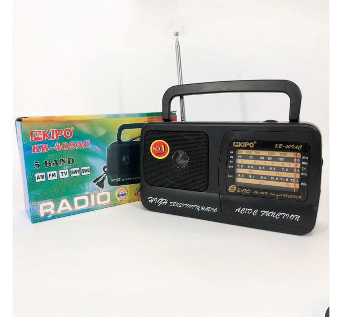 Радиоприёмник Kipo KB-409AC мощный радио FM c usb питание от батарейки R20 или от сети