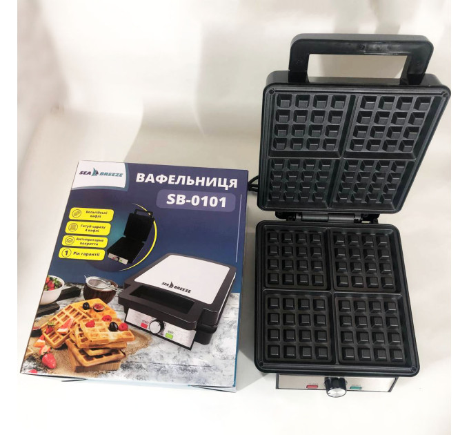 Електровафельниця для бельгійських вафель SeaBreeze SB-0101 1200 Вт, Якісна вафельниця для вафель