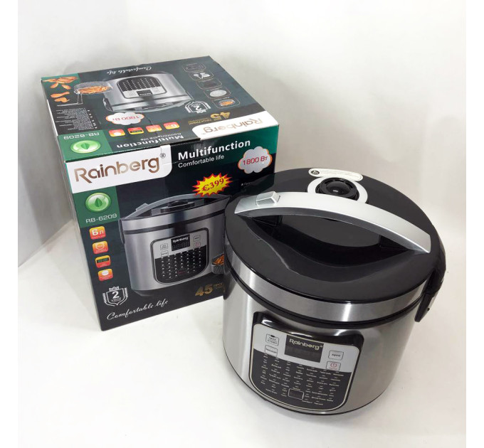 Мультиварка пароварка Rainberg RB-6209 45 программ 6л 1000W, Сенсорная мультиварка рисоварка