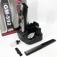 Машинка для стрижки 10в1 GEMEI GM-592, тример для бороди, триммер бездротової Black