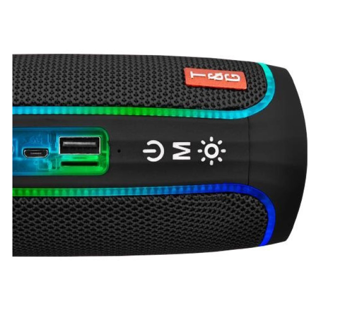 Портативна колонка Bluetooth з LED підсвічуванням TG288, акумуляторна колонка для музики. Колір: чорний