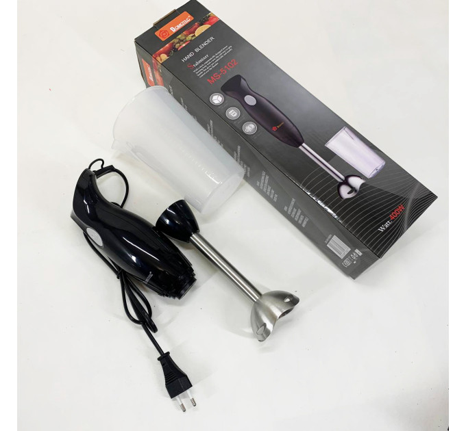 Блендер погружной ручной с чашей DOMOTEC MS-5102 400 W, Красивый погружной блендер для дома