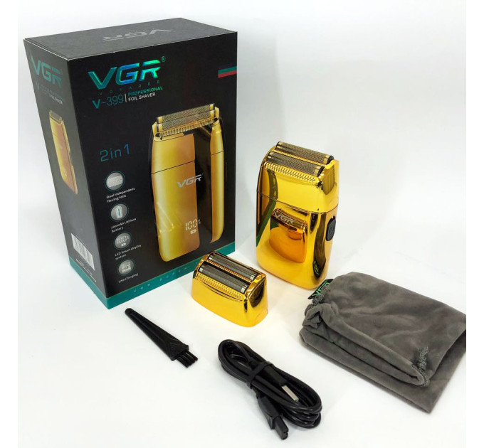 Профессиональный шейвер VGR V-399 GOLD, беспроводная электробритва, бритва триммер для бороды