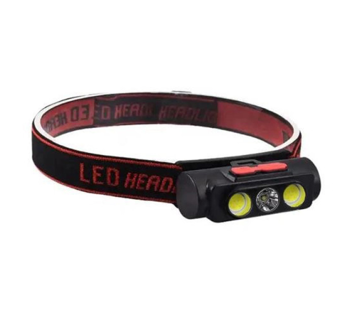 Ліхтар налобний PLD-2119B-XPE+2COB(white+red), Ліхтар на голову для риболовлі, Водонепроникний ліхтарик