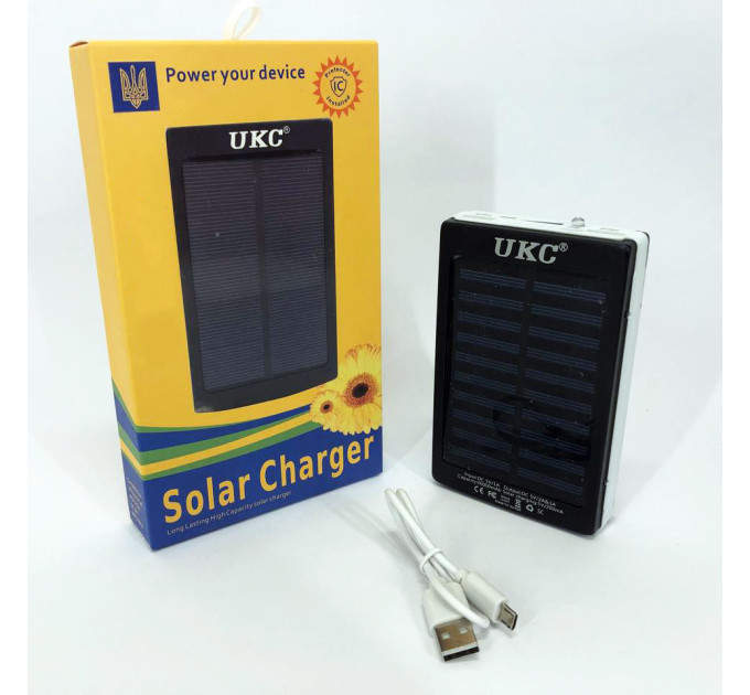 УМБ Power Bank Solar 20000 mAh мобільне зарядне з сонячною панеллю та лампою, повербанк для планшета