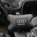 Набір автодушки 2шт на підголовник Audi / Ауді з натуральної шкіри чорна / Підголовник в машину