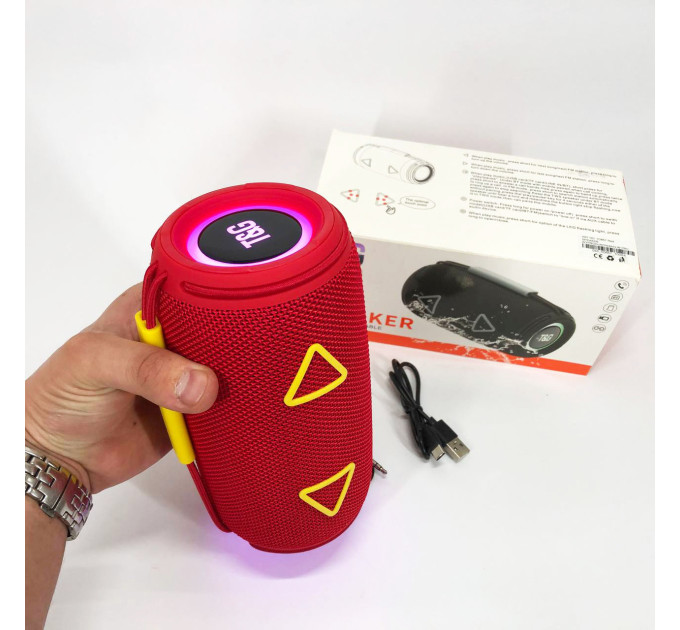 Bluetooth-колонка TG657 з RGB підсвічуванням 1500 mAh, бездротова колонка портативна потужна. Колір: червоний