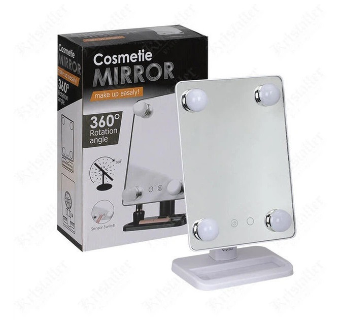 Настольное зеркало для макіяжа Cosmetie mirror 360 Rotation Angel с подсветкой White