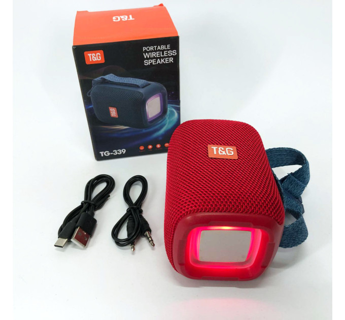 Портативна Bluetooth колонка TG339 5W з RGB підсвічуванням, Гучна блютуз колонка. Колір: червоний