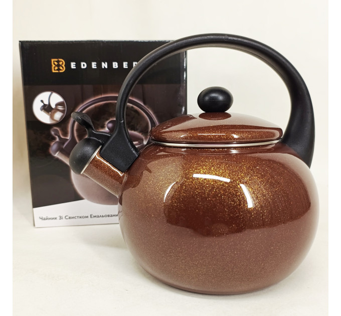 Емальований чайник Edenberg EB-12609 2.2л зі свистком Brown