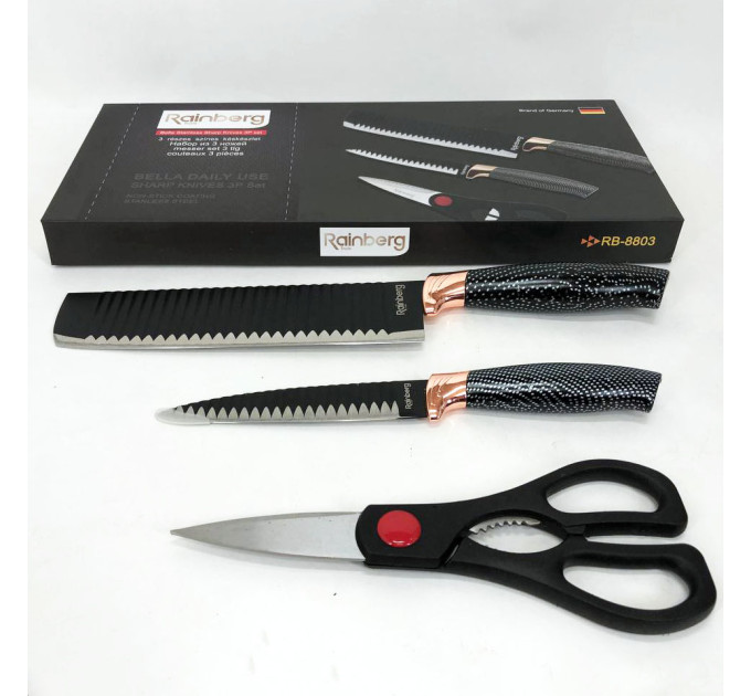 Набор кухонный ножей Rainberg RB-8803 3 в 1 из нержавеющей стали с керамическим покрытием
