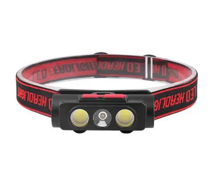 Ліхтар налобний PLD-2119B-XPE+2COB(white+red), Ліхтар на голову для риболовлі, Водонепроникний ліхтарик