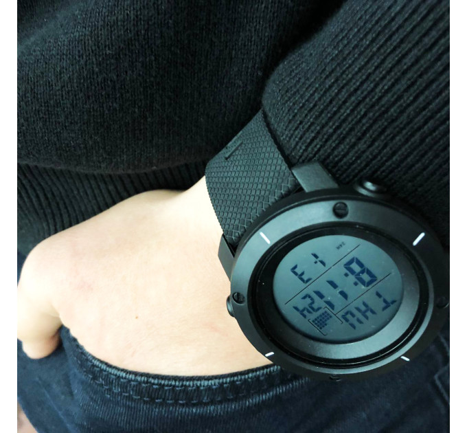 Часы наручные мужские SKMEI 1213BK BLACK BIG SIZE, часы тактические противоударные. Цвет: черный