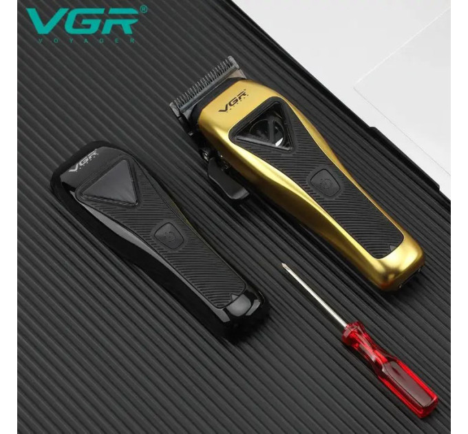 Машинка для стрижки VGR V-015 акумуляторна бездротова професійна 6 насадок