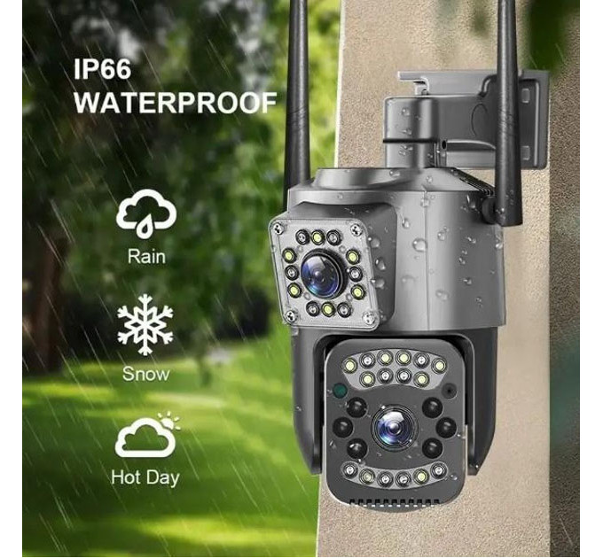 Вулична IP камера 4G/Wi-Fi з двома лінзами SC03 V380pro 4 Mп, Відеокамера з цифровим зумом та мікрофоном
