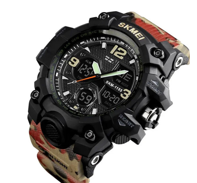 Часы наручные мужские SKMEI 1155BAG RED CAMO, брендовые мужские часы. Цвет: красный камуфляж