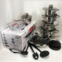 Набор посуды 18 предметов ASTRA A-2618, набор посуды для электрических плит, наборы кастрюль