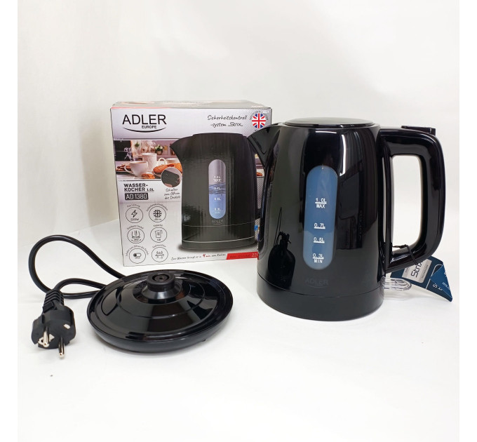 Електрочайник Adler AD 1380b 1л 2200Вт Black