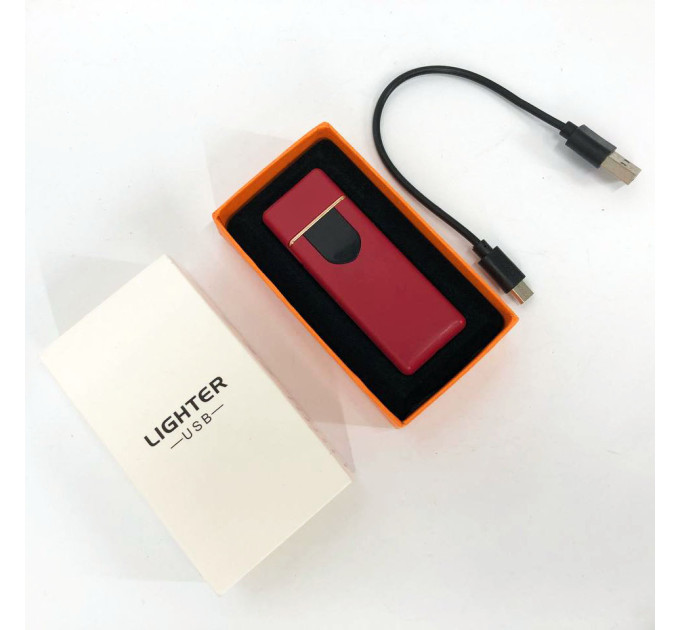 Електрозапальничка USB ZGP ABS, сенсорна електрична запальничка спіральна. Колір: червоний