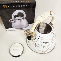 Емальований чайник Edenberg EB-12610 зі свистком та антипригарним покриттям 3л White