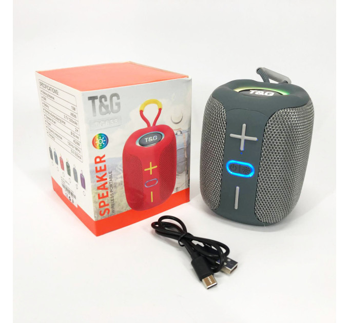 Портативная Bluetooth колонка TG658 8W с RGB подсветкой, Музыкальные колонки для улицы. Цвет: серый