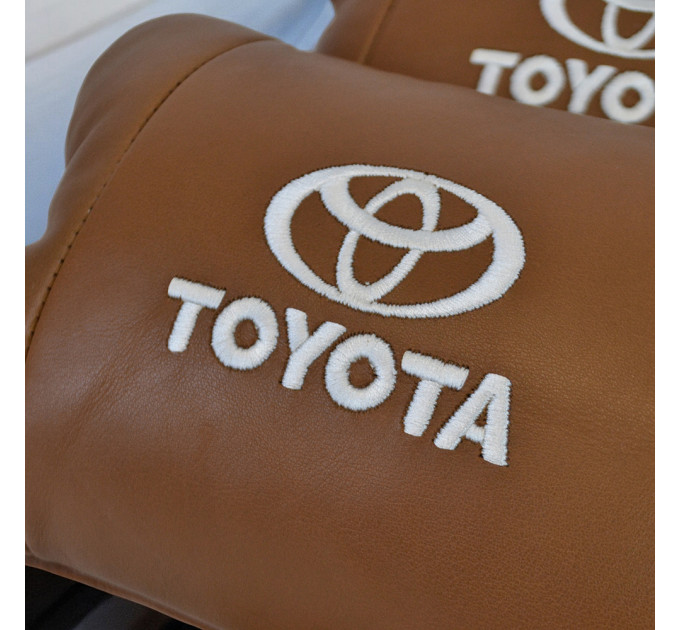 Набір шкіряних подушок 2шт на підголівник Toyota. Комфортні ортопедичні подушки,Тойота