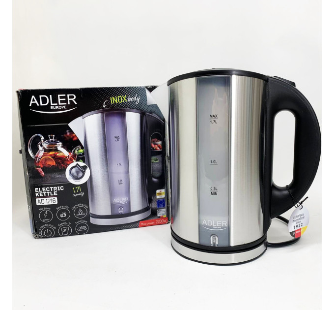 Чайник електричний з нержавіючої сталі Adler AD 1216 1.7L 2200Вт