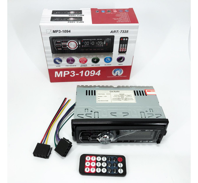 Автомагнитола со съемной панелью MP3 1094 с Bluetooth и пультом / Магнитола в машину автомобильная