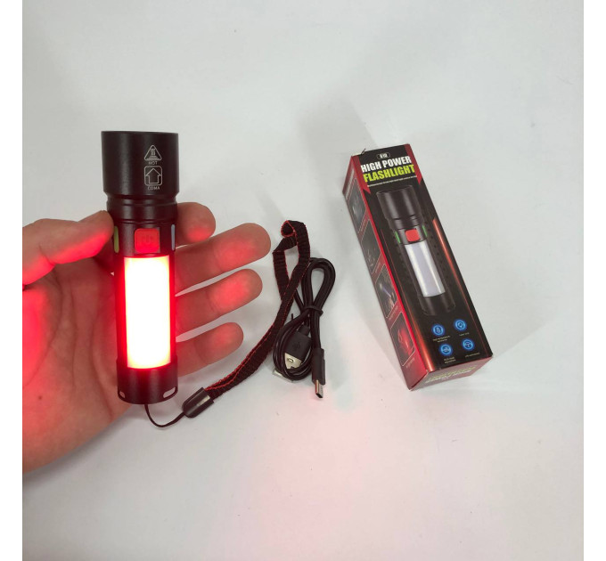 Поисковый фонарь с зумом белого и красного света USB-C зарядка