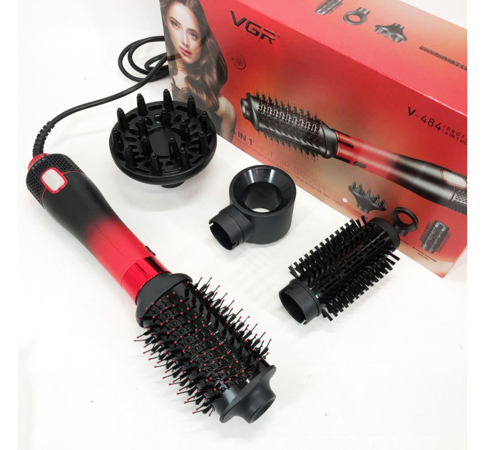 Фен-щетка стайлер VGR V-484 4 в 1. Цвет: красный
