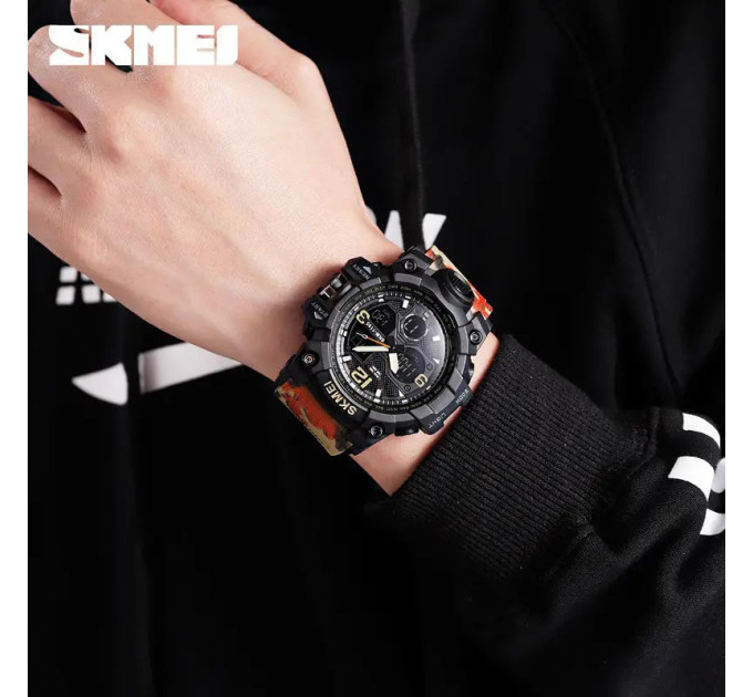Часы наручные мужские SKMEI 1155BAG RED CAMO, брендовые мужские часы. Цвет: красный камуфляж