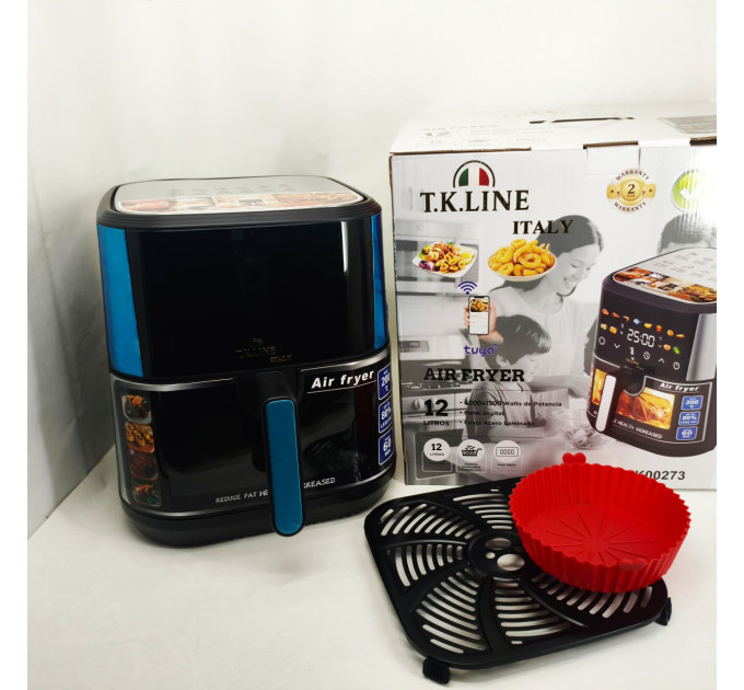 Аэрофритюрница T.K.Line TK00273 12 л с Wi-Fi Tuya Smart, 2 ТЭНами, LED-дисплеем и керамической чашей