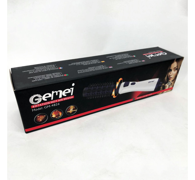 Фен-щітка для волосся фен, що обертається Gemei GM-4826, фен з насадкою брашинг, щітка для волосся, що обертається
